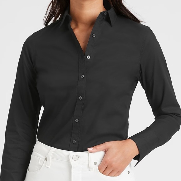 Banana Republic Black Stretch Long Sleeve Tailored Fit Button-Up Shirt – Size M - Picture 10 of 10